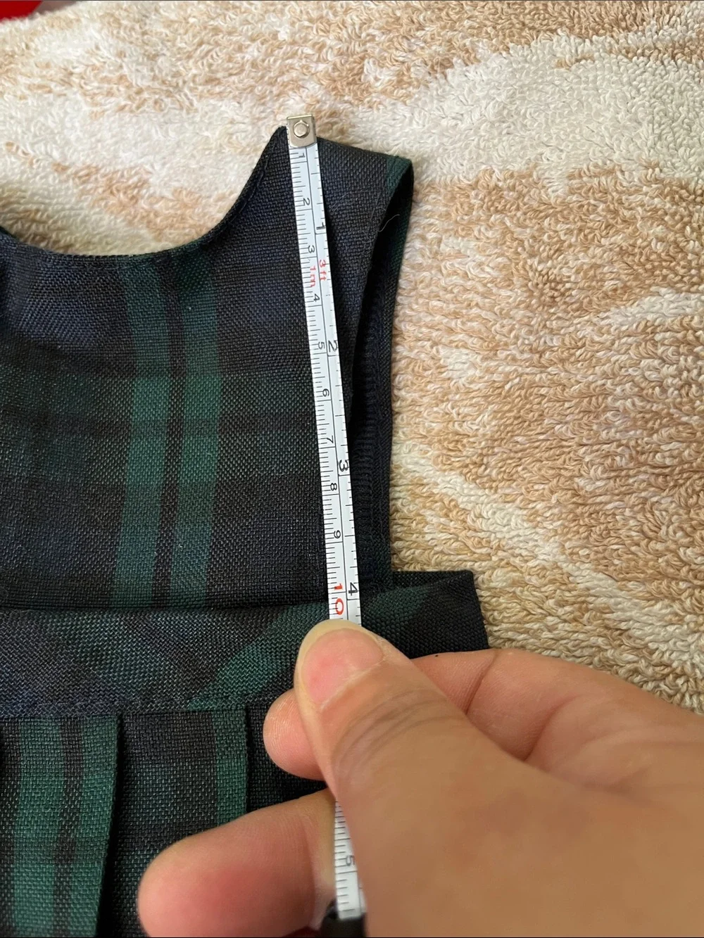 Vintage Green and Black Plaid Pleated Doll Jumper